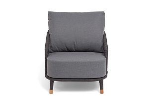 Кресло 4SIS Верона, каркас темно-серый муар, роуп темно-серый, ткань темно-серая, садовая мебель