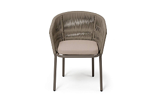 Стул 4SIS Бордо каркас бежево-серый муар, роуп серо-коричневый колос, ткань Mossle бежевая для дачи Стул 4SIS Бордо каркас бежево-серый муар, роуп серо-коричневый колос, ткань Mossle бежевая, садовая мебель