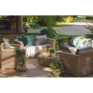 Лаунж зона 4SIS Капучино Дабл, цвет соломенный, садовая мебель