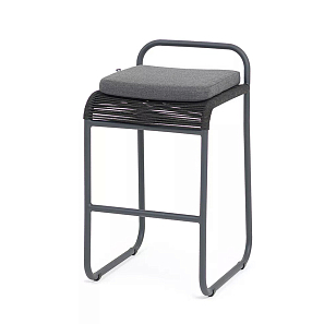 Стул барный из роупа 4SIS Ането, каркас темно-серый муар, роуп темно-серый, ткань темно-серая 027 для дачи Стул барный из роупа 4SIS Ането, каркас темно-серый муар, роуп темно-серый, ткань темно-серая 027, садовая мебель