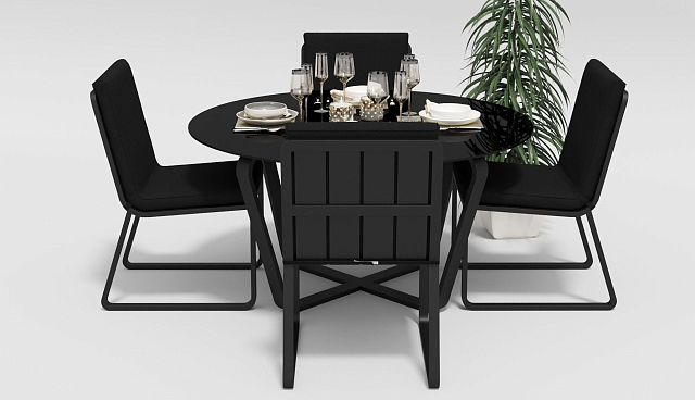 Обеденная зона Gardenini Primavera Карбон / Черный с стульями Voglie 