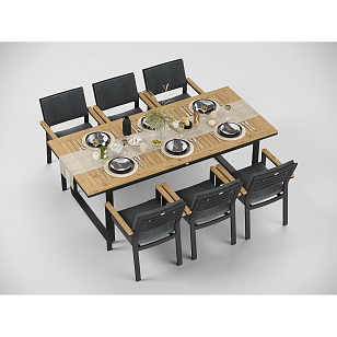 Обеденная зона Gardenini Premium Voglie 220 Карбон / Темно-серый со стульями Bella для дачи Обеденная зона Gardenini Premium Voglie 220 Карбон / Темно-серый со стульями Bella, садовая мебель