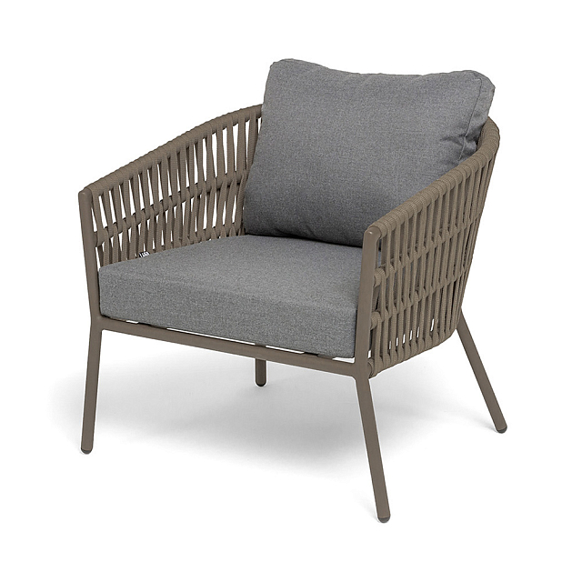 Кпесло 4SIS Комо, каркас бежево-серый муар, роуп серо-коричневый, ткань темно-серая 