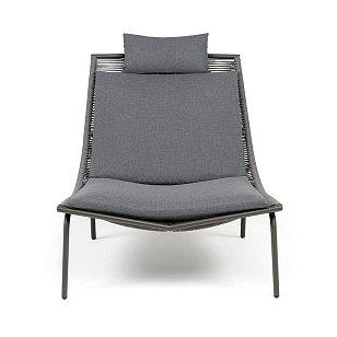Кресло 4SIS Авиньон, каркас серый муар, роуп серый, ткань темно-серая, садовая мебель