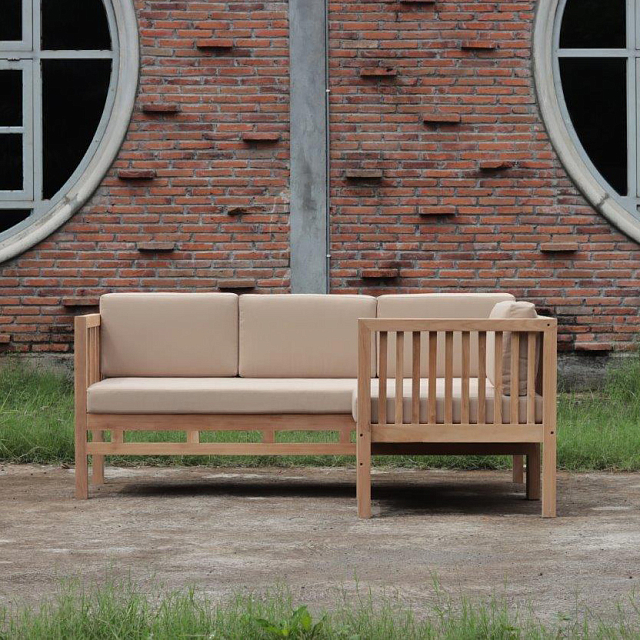 Диван из тика угловой Lite Teolo с подушками 