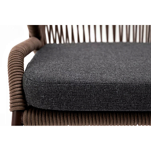 Стул 4SIS Милан из роупа, каркас алюминий коричневый муар, роуп коричневый, ткань темно-серая 027, садовая мебель