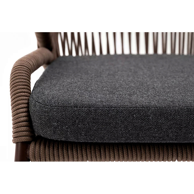 Стул 4SIS Милан из роупа, каркас алюминий коричневый муар, роуп коричневый, ткань темно-серая 027 