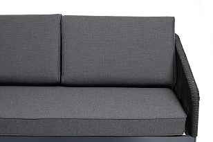 Диван модульный 4SIS Канны, каркас темно-серый (RAL7024) муар, роуп темно-серый, ткань темно-серая 027, садовая мебель