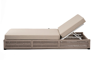 Шезлонг из роупа 4SIS Ривьера Цвет: белый муар, бежевый, садовая мебель