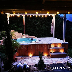 Купель с печкой террасная Baltresto Octa Terras 2 х 2 м бирюзовая, уличное оборудование