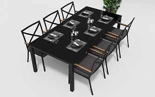 Обеденная зона Gardenini Calma Carbon 220 Антрацит со стульями Calma , садовая мебель