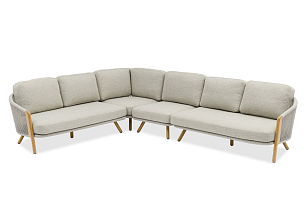 Лаунж зона (угловой диван и столики) Brafritid Avesta серый, тик/алюминий/веревка, садовая мебель