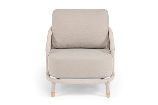 Кресло 4SIS Верона, каркас белый муар, роуп бежевый, ткань бежевая, садовая мебель