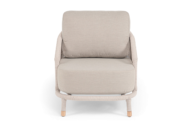 Кресло 4SIS Верона, каркас белый муар, роуп бежевый, ткань бежевая 