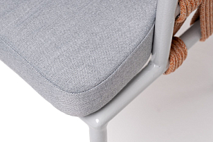 Стул 4SIS Диего из роупа, каркас светло-серый шагрень, роуп оранжевый меланж, ткань светло-серая, садовая мебель