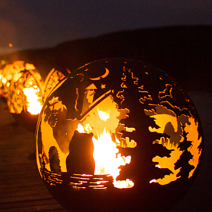 Очаг шар с лазерной резкой Firecup Ежик в тумане, уличное оборудование
