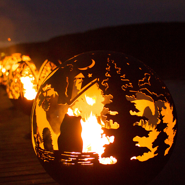 Очаг шар с лазерной резкой Firecup Ежик в тумане 