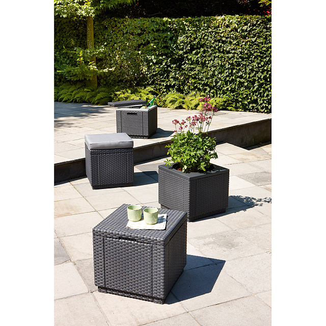 Пуф Keter с подушкой Cube with cushion графит 