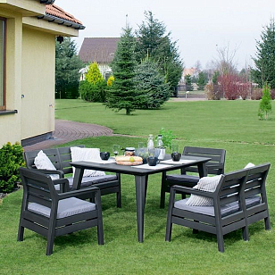 Обеденная группа Keter Delano Lima графит, садовая мебель