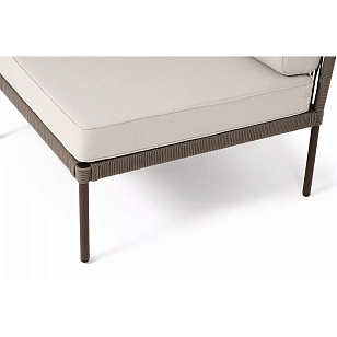 Модуль угловой 4SIS Канны, каркас коричневый (RAL8016) муар, роуп коричневый, ткань бежевая 035, садовая мебель