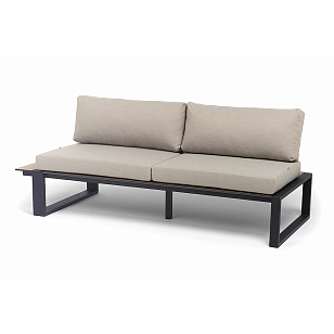 Модуль правый 4SIS Тулон, цвет "дуб", каркас черный муар, ткань бежевая, садовая мебель