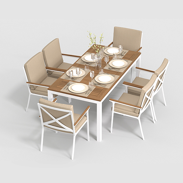 Обеденная зона Gardenini Bella 180 Белый / Бежевый со стульями Calma S 