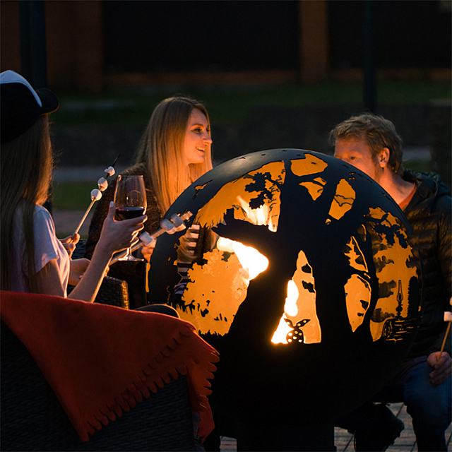 Очаг шар с лазерной резкой Firecup Ежик в тумане 