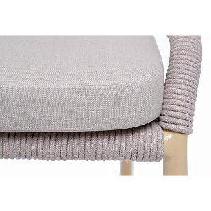 Стул 4SIS Милан из роупа, каркас белый шагрень, роуп светло-серый, ткань бежевая, садовая мебель