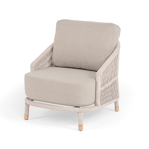 Кресло 4SIS Верона, каркас белый муар, роуп бежевый, ткань бежевая, садовая мебель