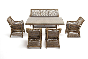 Обеденная группа 4SIS Катания на 6 персон , цвет соломенный, садовая мебель