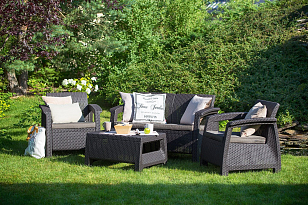 Лаунж зона Keter Corfu Set графит, садовая мебель
