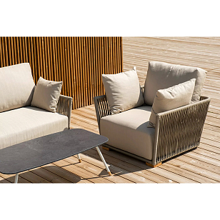 Лаунж-зона 4SIS Форли 4-местная, каркас светло-серый, роуп серо-коричневый, садовая мебель