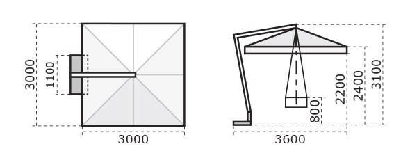 Зонт профессиональный Scolaro Palladio Braccio 300 х 300 