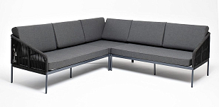 Диван модульный 4SIS Канны, каркас темно-серый (RAL7024) муар, роуп темно-серый, ткань темно-серая 027, садовая мебель