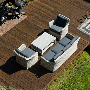 Лаунж зона Lite Venezia (3-местный диван, кофейный столик, 2 кресла) Цвет: серый, садовая мебель