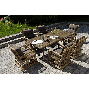 Обеденная группа 4SIS Цесена Цвет: соломенный для дачи Обеденная группа 4SIS Цесена Цвет: соломенный, садовая мебель