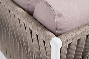 Угловой модуль 4SIS Касабланка из роупа, каркас алюминий светло-серый муар, роуп серо-коричневый, ткань бежевая 052, садовая мебель