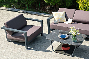 Кресло 4SIS Гранада, каркас темно-серый муар, ткань темно-серая 027, садовая мебель