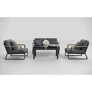 Лаунж зона Gardenini Premium Voglie Карбон / Темно-серый для дачи Лаунж зона Gardenini Premium Voglie Карбон / Темно-серый, садовая мебель