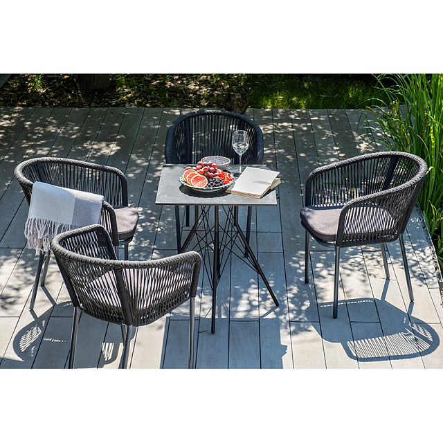 Обеденная группа 4SIS Конте-М с квадратным столом Цвет: серый гранит 