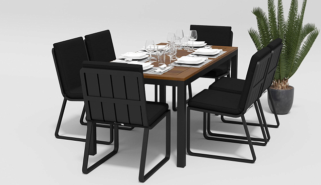 Обеденная зона Gardenini Bella Carbon Voglie 180 Цвет: Черный 