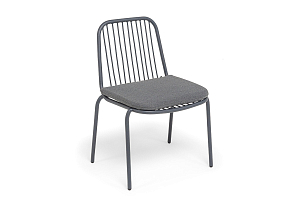 Стул 4SIS Кастелло из роупа, каркас темно-серый (RAL7024) муар, ткань темно-серая 027 для дачи Стул 4SIS Кастелло из роупа, каркас темно-серый (RAL7024) муар, ткань темно-серая 027, садовая мебель