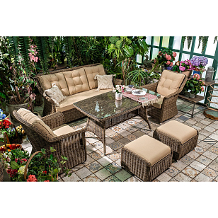 Лаунж зона Joygarden Opal с оттоманками, садовая мебель