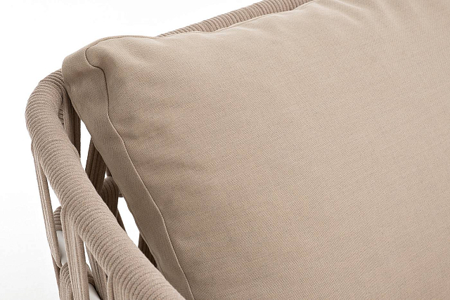 Диван 4SIS Диего 2-местный из роупа, каркас белый муар, роуп бежевый, ткань бежевая 035 