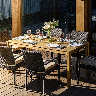 Стол обеденный из акации Joygarden Aura 170 см для дачи Стол обеденный из акации Joygarden Aura 170 см, садовая мебель