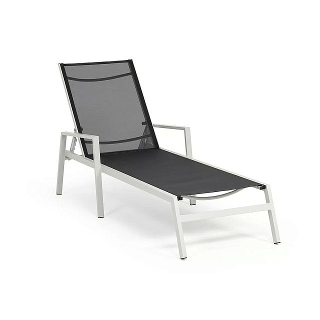 Шезлонг 4SIS Парма, цвет светло-серый (RAL7035) муар, ткань темно-серая 