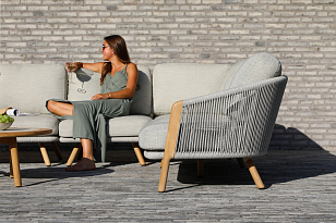 Лаунж зона (угловой диван и столики) Brafritid Avesta серый, тик/алюминий/веревка, садовая мебель