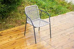 Стул 4SIS Тунис из роупа, каркас темно-серый (RAL7024), роуп светло-серый, садовая мебель