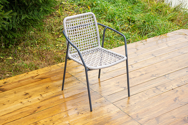 Стул 4SIS Тунис из роупа, каркас темно-серый (RAL7024), роуп светло-серый 