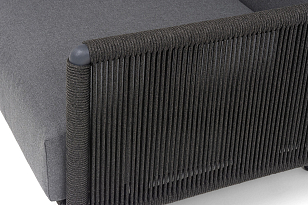 Кресло 4SIS Джелло, каркас алюминий темно-серый (RAL7024) муар, роуп темно-серый круглый, ткань темно-серая 027, садовая мебель